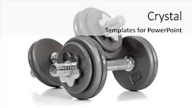  Presentation with set of sauces in white - Colorful PPT theme enhanced with free muscle - set of dumbbells backdrop and a  colored foreground