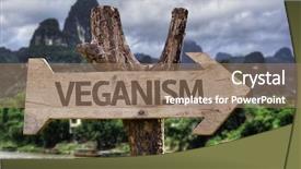  Presentation with muscle - PPT theme featuring free muscle - veganism wooden sign background and a coral colored foreground
