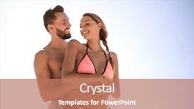  Presentation with family - Slides enhanced with free muscle - young happy family looking background and a coral colored foreground