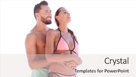  Presentation with family - Slides with free muscle - young happy family looking background and a lemonade colored foreground