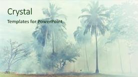 Presentation with natural disasters - Presentation theme featuring free natural disasters - fire in the jungle forest background and a sky blue colored foreground