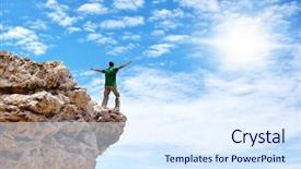  Presentation with free nature - PPT theme consisting of free nature - man on the edge background and a sky blue colored foreground