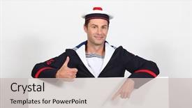  Presentation with costume - Slides having free navy - portrait of a man background and a soft green colored foreground