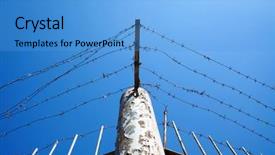  Presentation with barbed wire on the sky - Beautiful slides featuring free occupational safety - barbed wire against clear blue backdrop and a teal colored foreground