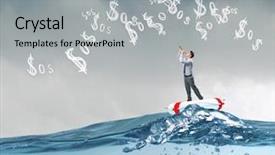  Presentation with water safety - Audience pleasing slide set consisting of free occupational safety - young businessman on floating backdrop and a light gray colored foreground