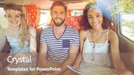  Presentation with road trip - PPT layouts featuring free old map - hipster friends on road trip background and a  colored foreground