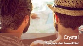  Presentation with road trip cars - Presentation theme having free old map - hipster friends on road trip background and a  colored foreground