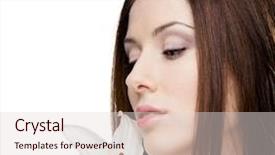  Presentation with flower woman - Beautiful presentation theme featuring free orchid - woman with flower of white backdrop and a lemonade colored foreground