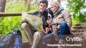  Presentation with hike forest - PPT layouts consisting of forest planning next route background and a violet colored foreground