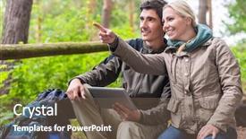  Presentation with gps - Slides featuring satnav forest - woman and man hiking background and a violet colored foreground