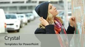  Presentation with city map - Slides with public board with city map background and a light gray colored foreground