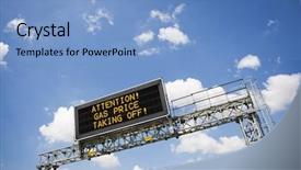  Presentation with attention - Beautiful presentation theme featuring free outdoor ads - highway sign saying attention gas backdrop and a light blue colored foreground