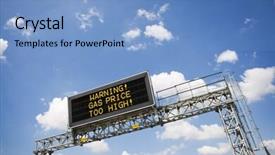  Presentation with saying - Colorful presentation theme enhanced with free outdoor ads - highway sign saying warning gas backdrop and a light blue colored foreground