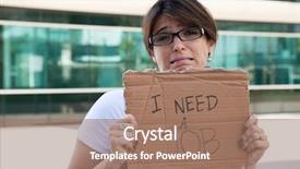  Presentation with cardboard - Colorful theme enhanced with free outdoor ads - unemployed woman showing a message backdrop and a coral colored foreground