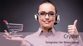  Presentation with sales projection - Colorful PPT layouts enhanced with free outsourcing - young sales operator in telesales backdrop and a soft green colored foreground