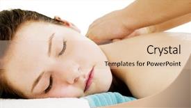  Presentation with sports massage therapist - Amazing slides having free pain - back massage detail backdrop and a  colored foreground