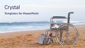  Presentation with wheelchair - Slide deck consisting of free pain - wheelchair on beach background and a sky blue colored foreground