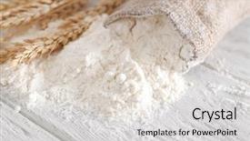  Presentation with bag - Audience pleasing slides consisting of free pastry - bag with flour on wooden backdrop and a light gray colored foreground