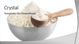  Presentation with flour - PPT theme featuring free pastry - bowl with flour on white background and a white colored foreground