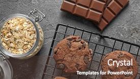  Presentation with of chocolate chips cookies - Presentation theme having free pastry - delicious oatmeal cookies with chocolate background and a tawny brown colored foreground