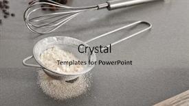  Presentation with flour - Colorful PPT theme enhanced with free pastry - sieve with flour on gray backdrop and a  colored foreground