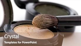  Presentation with brush - Presentation design featuring free pencils - make up with brush background and a coral colored foreground