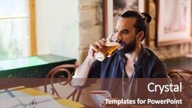  Presentation with alcohol - PPT theme consisting of free pencils - people drinks alcohol and leisure background and a tawny brown colored foreground