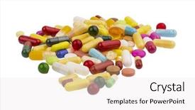  Presentation with drugs - Cool new presentation theme with free pharmaceutical - many colorful pills backdrop and a  colored foreground