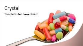 Presentation with spoon - Cool new theme with free pharmaceutical - many colorful pills backdrop and a white colored foreground