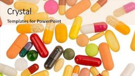  Presentation with medicine and drugs - Amazing presentation theme having free pharmaceutical - many colorful pills backdrop and a yellow colored foreground