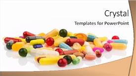  Presentation with drugs - Theme consisting of free pharmaceutical - many colorful pills background and a  colored foreground