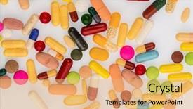  Presentation with pills - Audience pleasing PPT layouts consisting of free pharmaceutical - many colorful pills backdrop and a yellow colored foreground