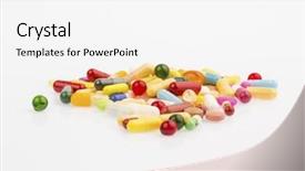  Presentation with pharmaceutical - Theme consisting of free pharmaceutical - many colorful pills background and a white colored foreground