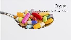  Presentation with pharmaceutical tablets - Presentation design having free pharmaceutical - many tablets on spoon background and a white colored foreground