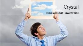 Presentation with frame - PPT layouts featuring handsome young man holding frame background and a  colored foreground