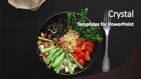 Presentation with hydroponics vegetables hydroponic vegetable - Audience pleasing presentation consisting of free piece - plate with quinoa and vegetables backdrop and a  colored foreground