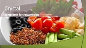  Presentation with quinoa - Amazing PPT theme having free piece - plate with quinoa and vegetables backdrop and a  colored foreground