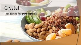  Presentation with quinoa - Amazing PPT layouts having free piece - plate with quinoa fruits backdrop and a  colored foreground