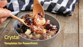  Presentation with quinoa - Audience pleasing presentation consisting of free piece - woman mixing quinoa salad backdrop and a tawny brown colored foreground