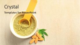  Presentation with protein - Amazing PPT theme having free pills - composition with hemp protein powder backdrop and a blonde colored foreground