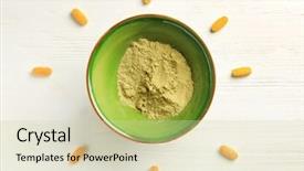  Presentation with hemp - Amazing theme having free pills - hemp protein powder in bowl backdrop and a soft green colored foreground