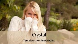  Presentation with bbq park - Audience pleasing presentation theme consisting of free portfolio - attractive blonde woman portrait backdrop and a  colored foreground