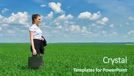  Presentation with beautiful green - Colorful presentation design enhanced with free portfolio - business woman walk on green backdrop and a  colored foreground