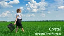  Presentation with beautiful green - Amazing slide set having free portfolio - business woman walk on green backdrop and a forest green colored foreground