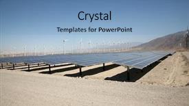  Presentation with free energy - Amazing PPT theme having free power grid - alternative energy photovoltaic solar panels backdrop and a teal colored foreground