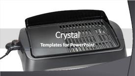  Presentation with summer outdoor bbq grill party - PPT theme consisting of free power grid - indoor and outdoor barbecue grill background and a dark gray colored foreground