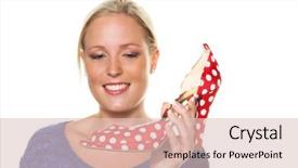  Presentation with shoes - Presentation consisting of free power points - young woman enjoying her new background and a lemonade colored foreground