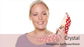  Presentation with shoes - PPT theme featuring free power points - young woman enjoying her new background and a lemonade colored foreground