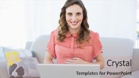  Presentation with medicine pregnant woman - Slide set featuring free pregnancy - cheerful pregnant woman using her background and a  colored foreground