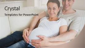  Presentation with plano de marketing forever living - Colorful slides enhanced with free pregnancy - expecting couple lying on couch backdrop and a coral colored foreground